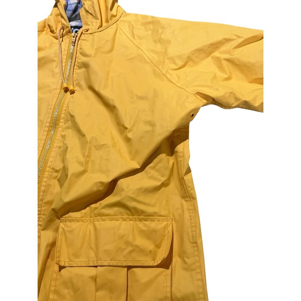 🌦️ VINTAGE TOTES YELLOW RAINCOAT | Pastel Plaid Lined 🌈 - Picture 3 of 6